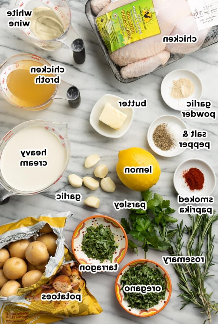 ingredients for chicken pot roast on a counter