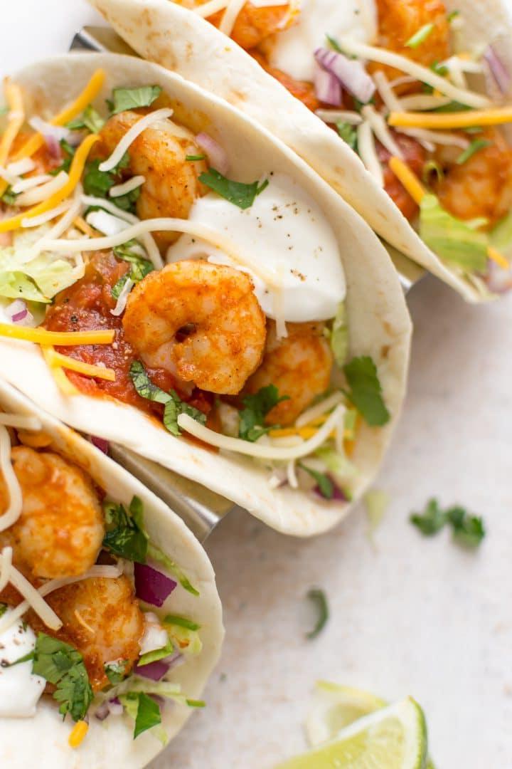 Übersichtsfoto von 3 Garnelen-Tacos