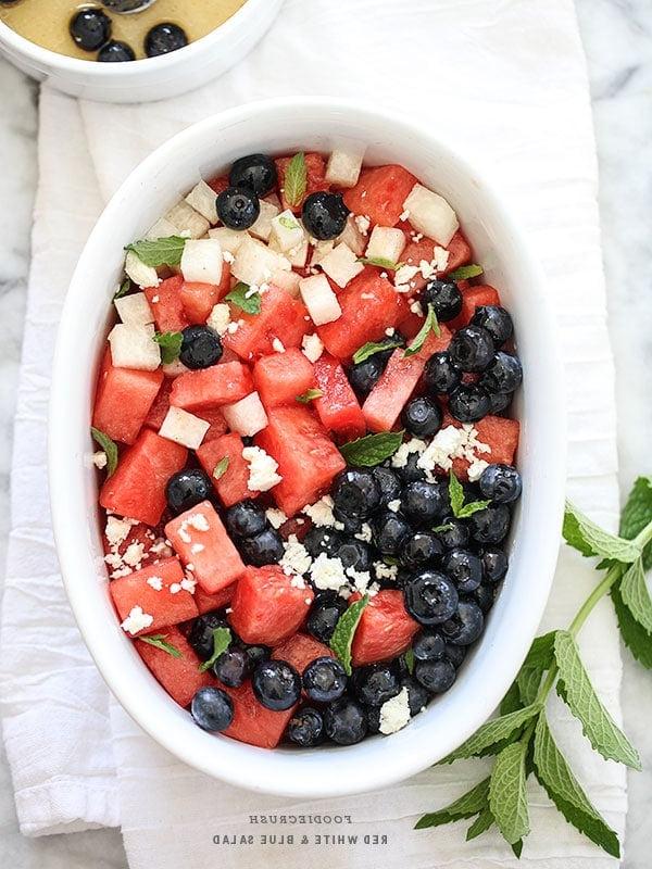 red white and blue watermelon salad