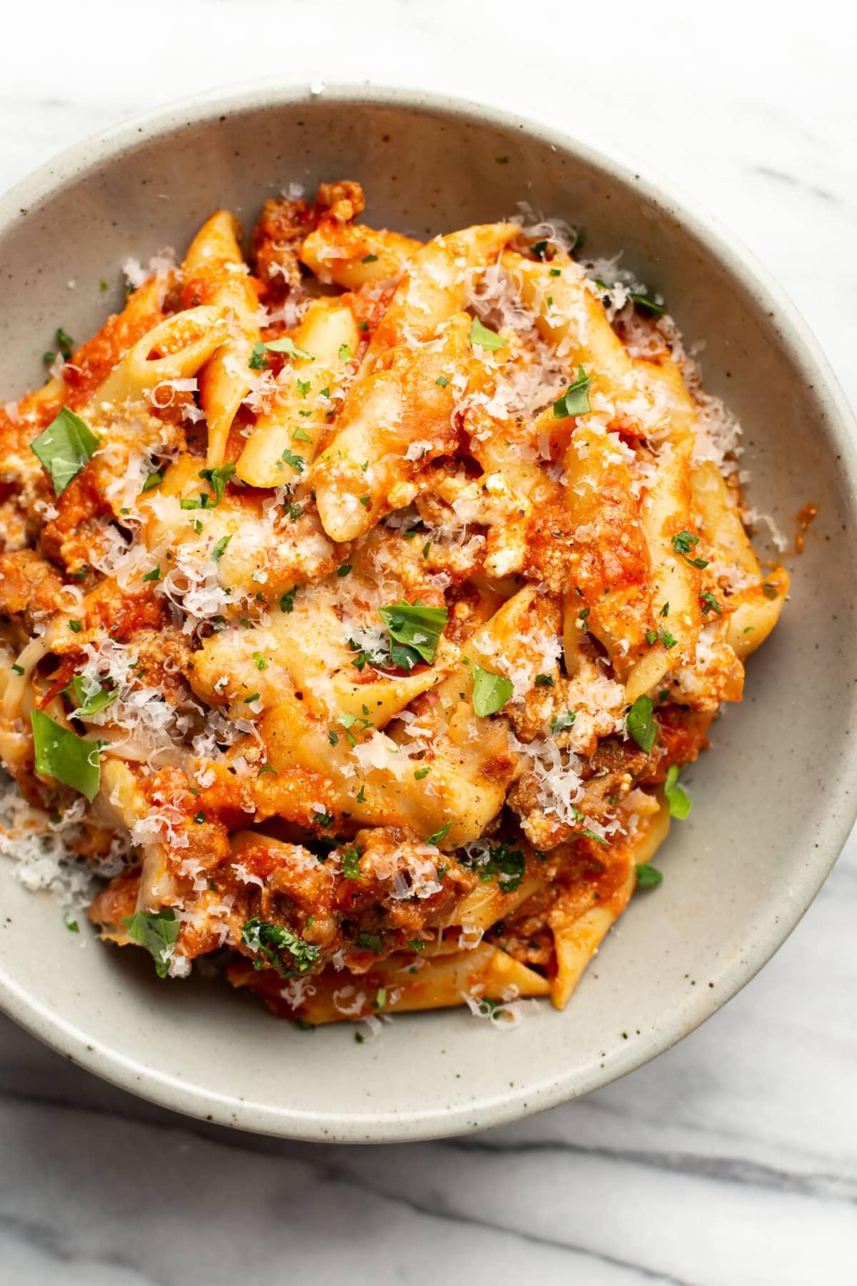 Eine Schüssel Mostaccioli