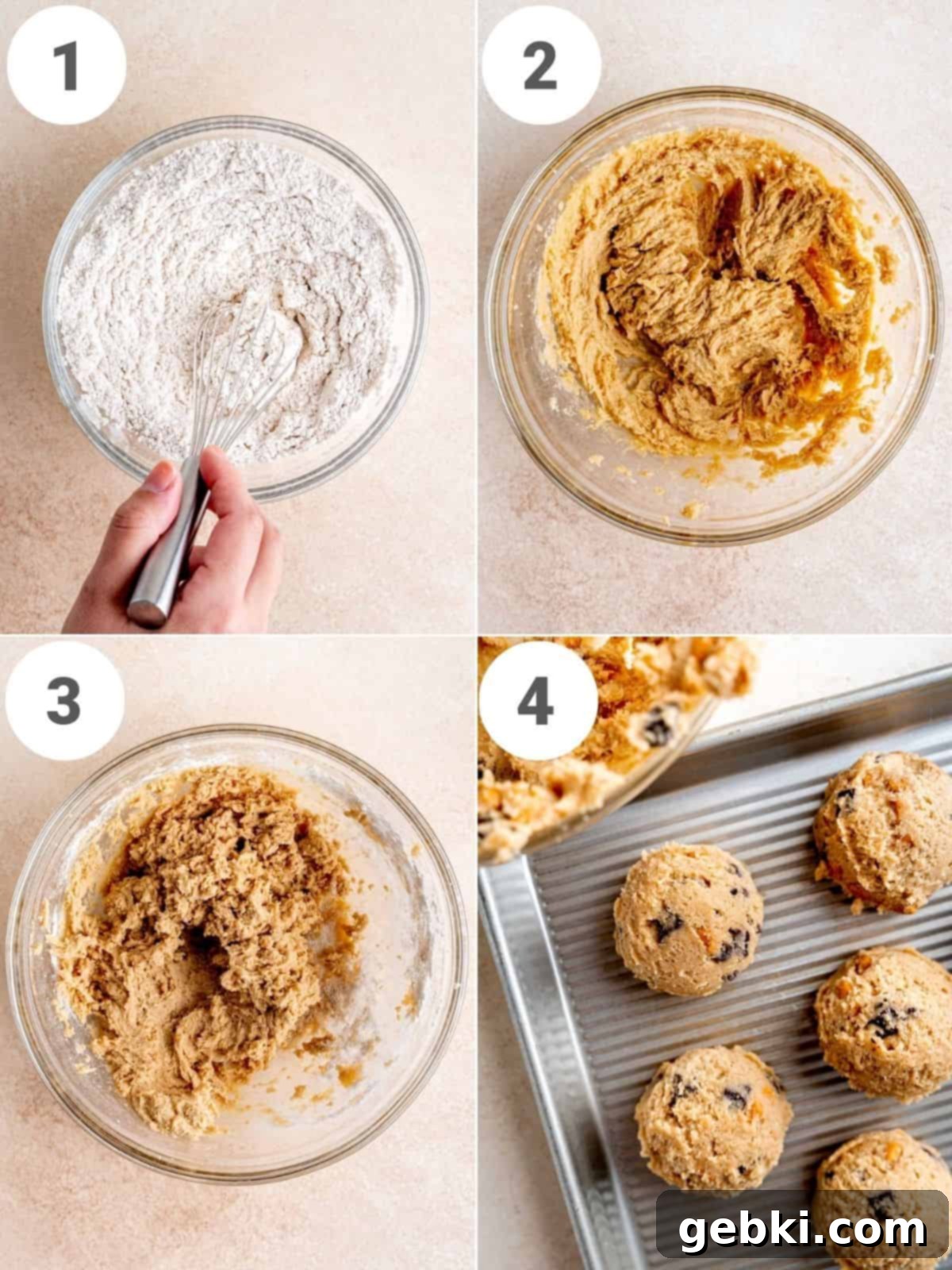 Irresistible Chocolate Butterscotch Chip Cookies 4 Collage showing how to make chocolate chip butterscotch cookies.
