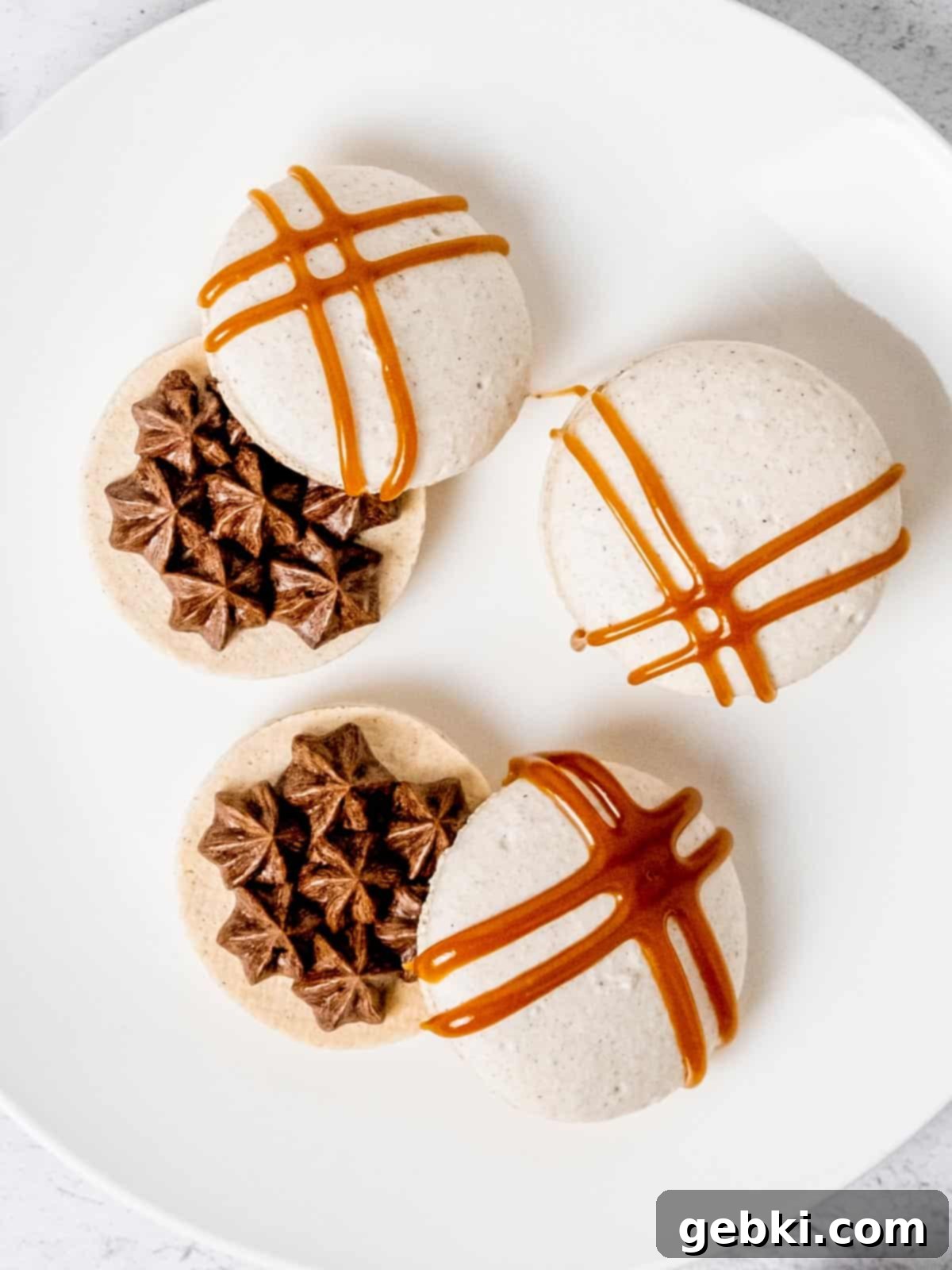 top view of dirty chai macarons