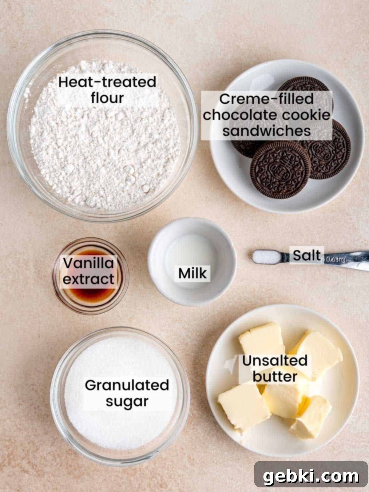 No-Bake Cookies and Cream Cookie Dough 3 Ingredients needed to make edible cookies and cream cookie dough.