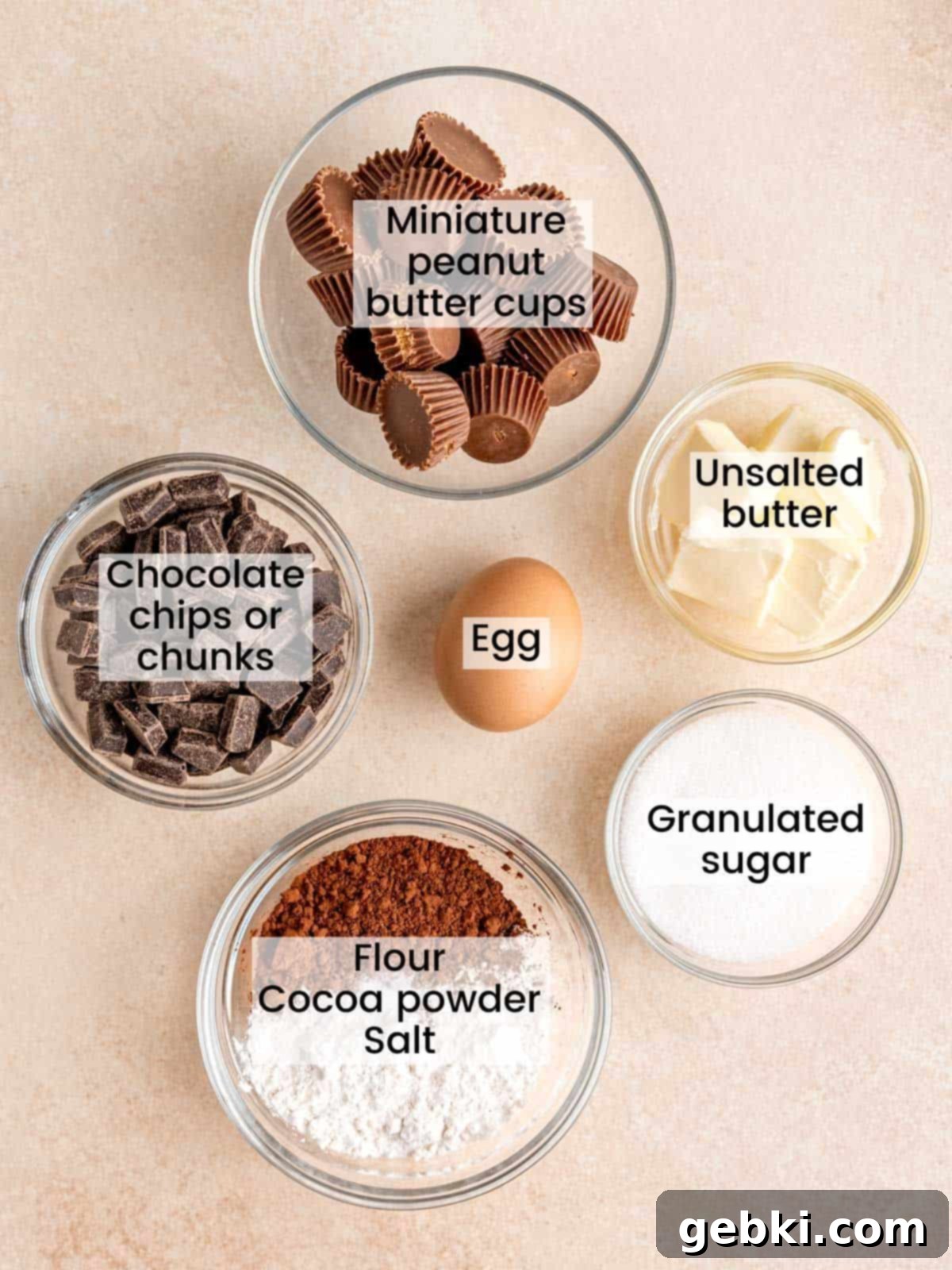 Peanut Butter Cup Brownie Bites 3 Ingredients needed to make mini peanut butter cup brownies.