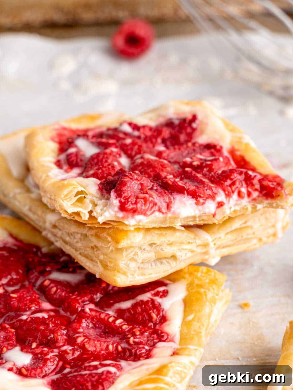 Easy Raspberry Cream Cheese Danish 12 Raspberry danish made with puff pastry.