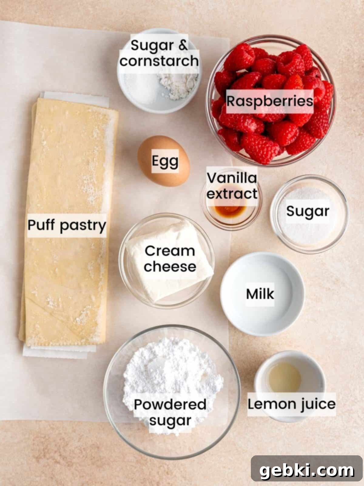 Easy Raspberry Cream Cheese Danish 3 Ingredients needed to make raspberry cream cheese danish recipe.