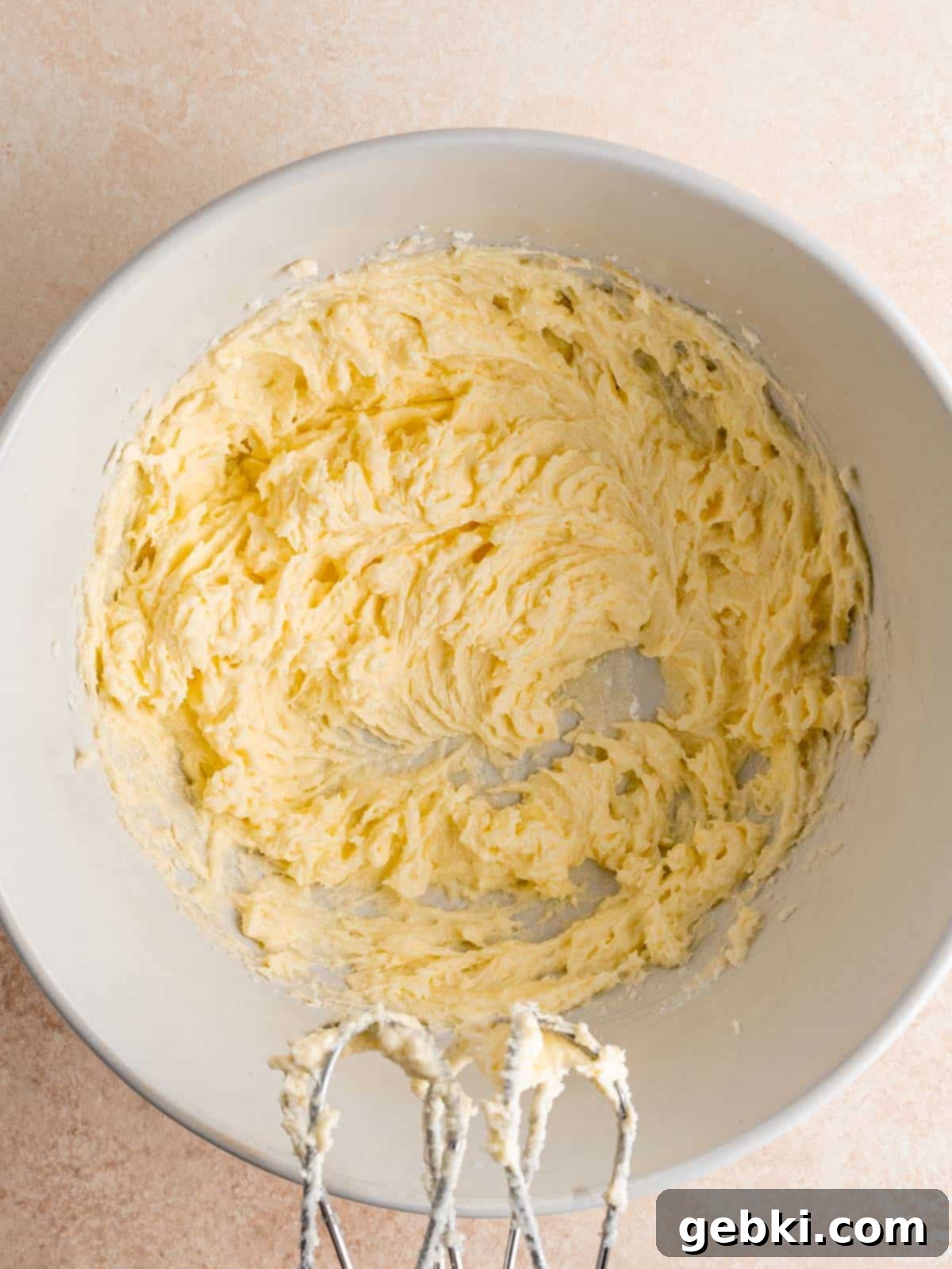 Velvet Almond Sugar Cookies 5 Wet cookie ingredients mixed together in a bowl.