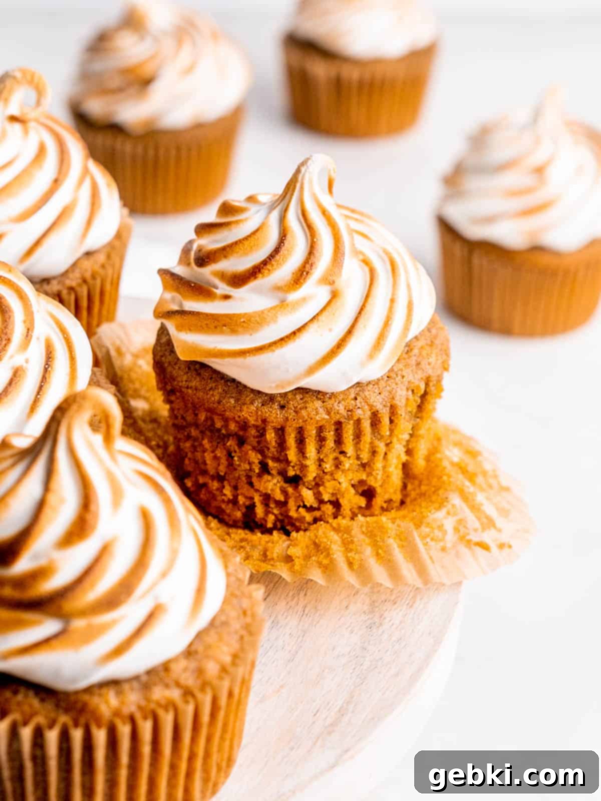 Sweet potato cupcakes with toasted marshmallow meringue frosting.