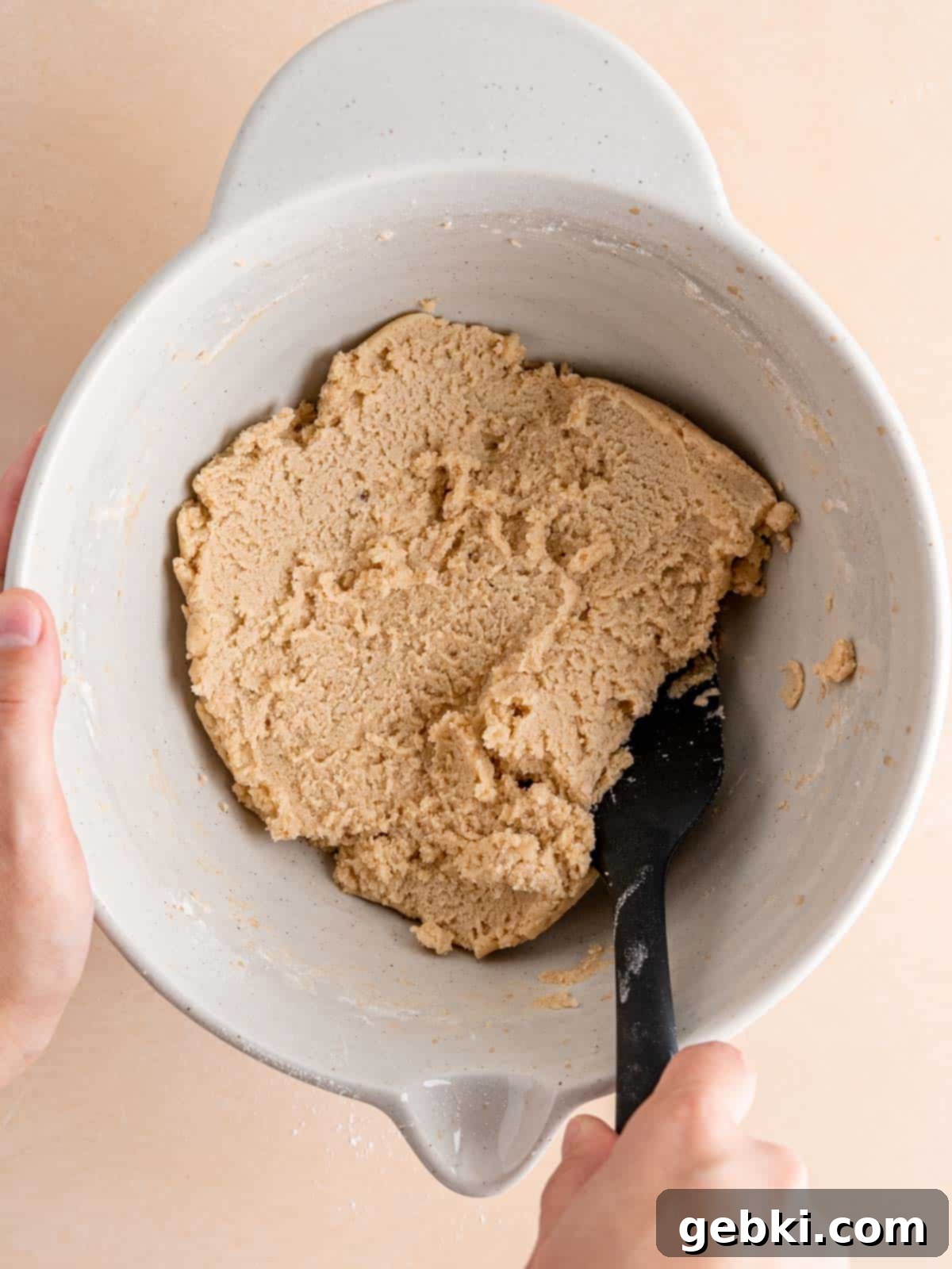 Thumbprint cookie dough in a bowl.
