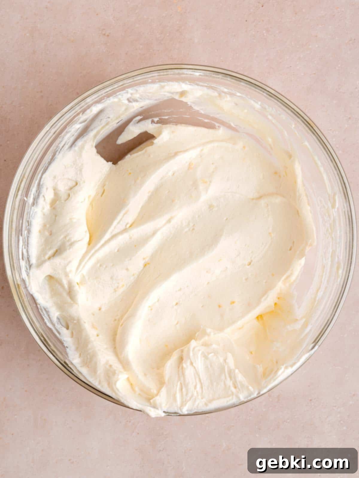No bake lemon cheesecake filling in a bowl.