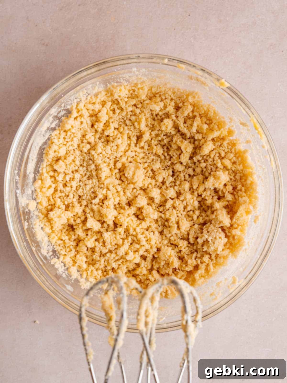 Simply Superior Easy Raspberry Crumble Cookies 5 Crumbly shortbread cookie dough in a bowl, ready for forming.