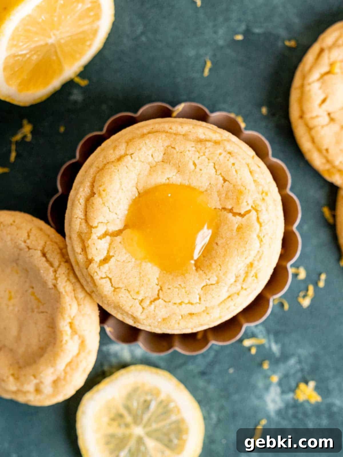 Lemon sugar cookies with lemon curd in the middle.