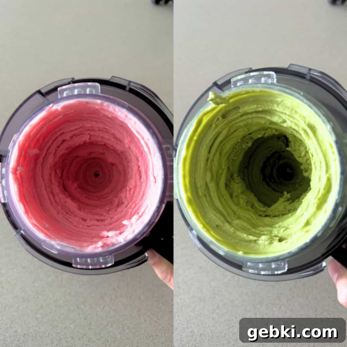 Strawberry Matcha Ninja Creami Treat 10 Strawberry and matcha ice creams after the Lite Ice Cream Ninja Creami setting.
