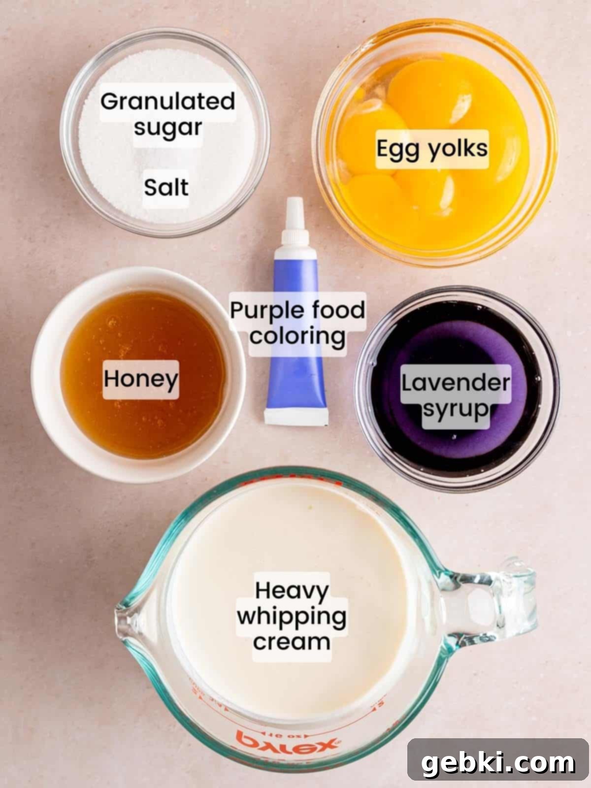 Lavender Honey Dream 3 Ingredients needed to make lavender honey ice cream.