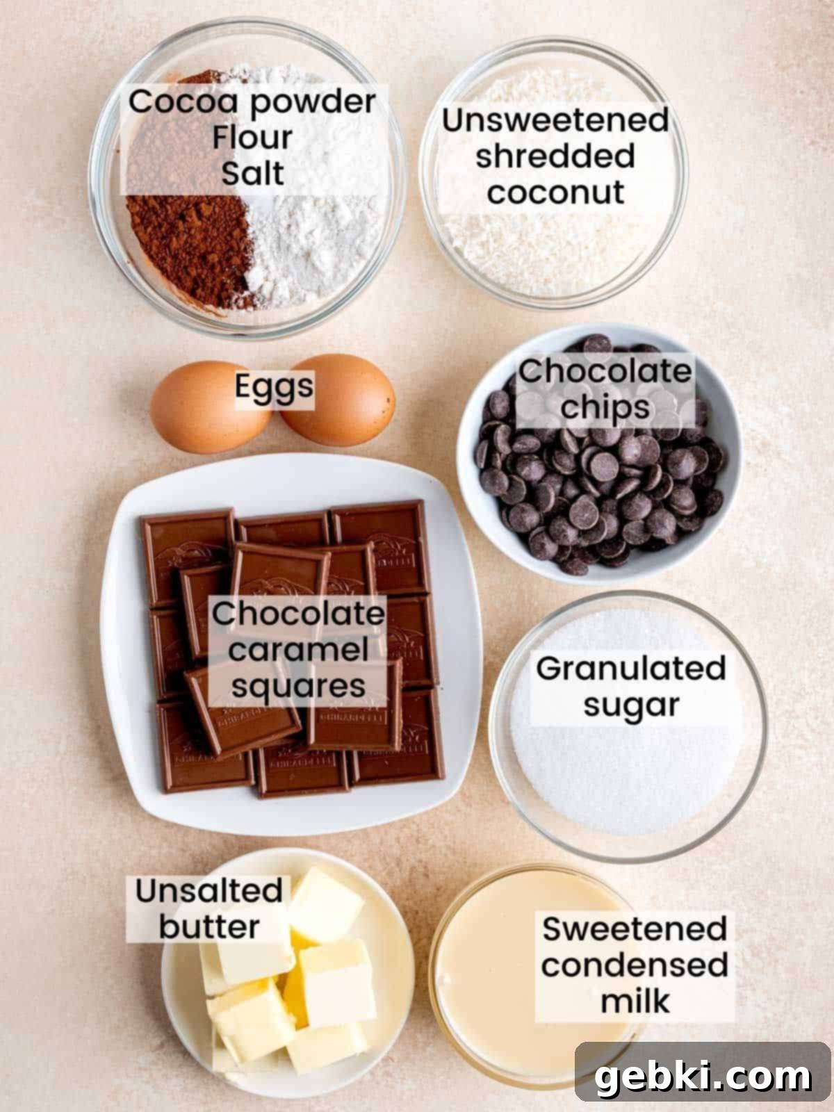 Samoa Caramel Coconut Brownies 3 Ingredients needed to make Samoa Brownies.