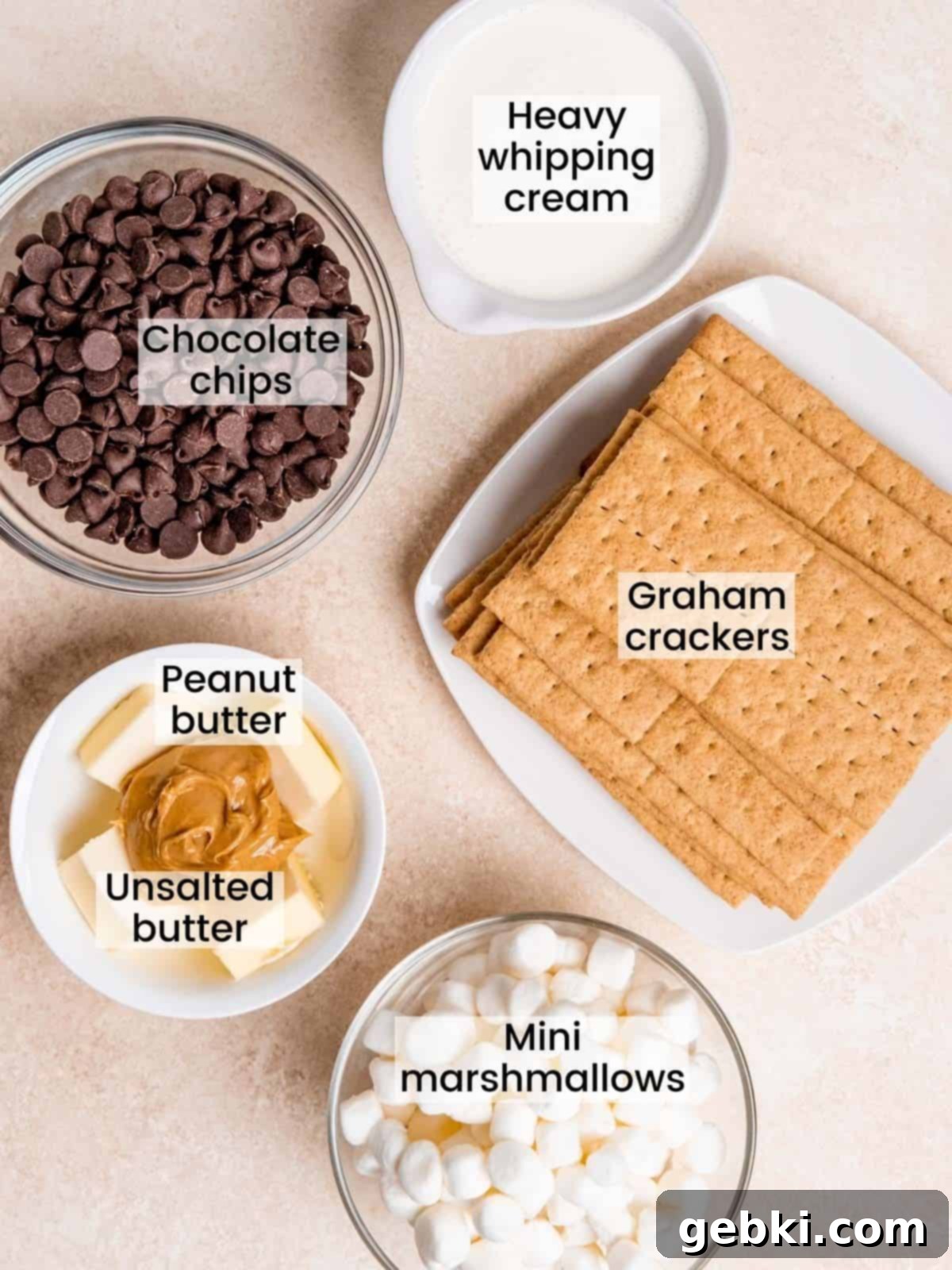 Peanut Butter S'mores Bites 3 Ingredients needed to make mini s'mores tarts with peanut butter.