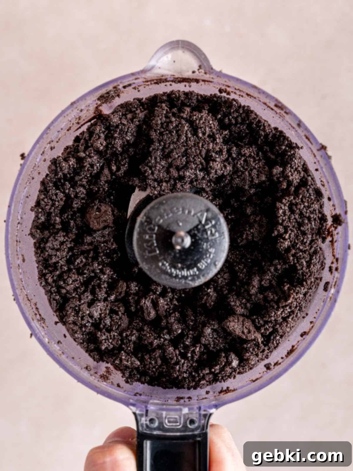 No-Bake Chocolate Cherry Cheesecake 3 Oreos and melted butter crushed in a food processor.