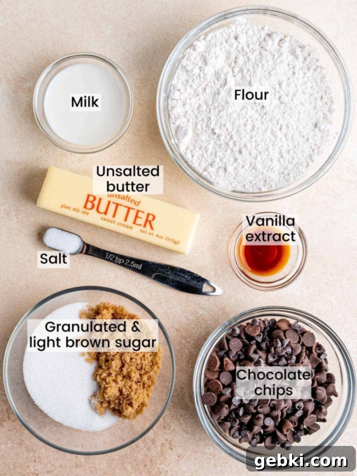 No Bake Chocolate Chip Bliss 3 Ingredients needed to make edible cookie dough with chocolate chips.